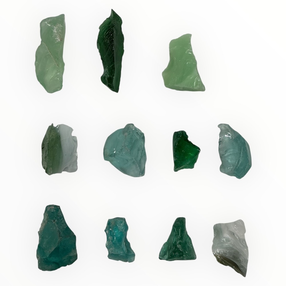 Green to‎ Aqua Toned Slag Glass Cullet Assortment #6A3